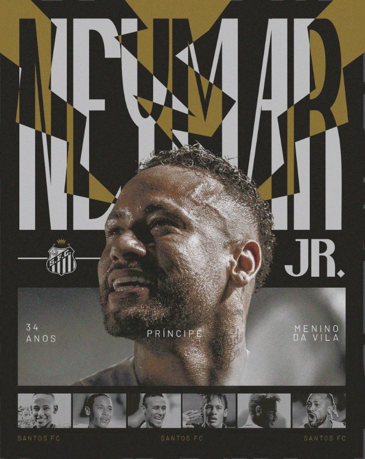 世界杯比赛在线观看平台-桑托斯官推晒海报祝内马尔34岁生日快乐,出场260场打进150球